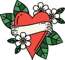 tattoo in traditional style of a heart and banner png