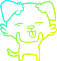 cold gradient line drawing of a cartoon dog sticking out tongue png
