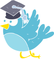 plano color ilustración de pájaro vistiendo graduación gorra png