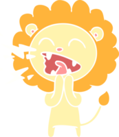 lion rugissant de dessin animé de style plat couleur png