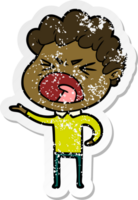 distressed sticker of a cartoon furious man png