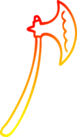 warm gradient line drawing of a cartoon axe png