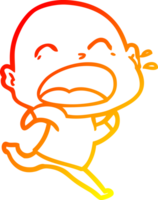 warm gradient line drawing of a cartoon shouting bald man png