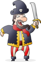 hand- getrokken tekenfilm lachend piraat gezagvoerder png