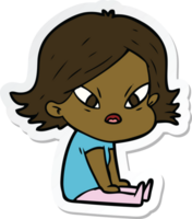 sticker of a cartoon stressed woman png