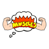 main tiré pensée bulle dessin animé muscles symbole png