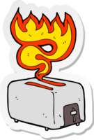 sticker of a cartoon burning toaster png