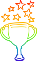 rainbow gradient line drawing of a cartoon sports trophy png