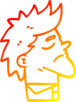 warm gradient line drawing of a cartoon arrogant man png