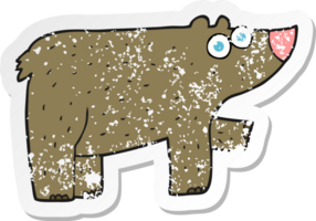 retro distressed sticker of a cartoon bear png