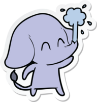 sticker van een schattige cartoonolifant die water spuit png