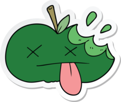 sticker of a cartoon bitten apple png