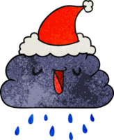 hand dragen jul texturerad tecknad serie söt regn moln png