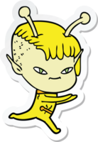 sticker of a cute cartoon alien girl png