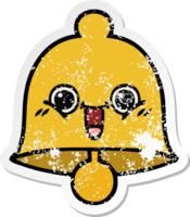 autocollant en détresse d'une jolie cloche de dessin animé png