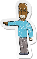 retro distressed sticker of a cartoon old man gesturing Get Out png