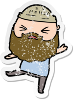 distressed sticker of a cartoon man with beard png