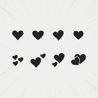 Set of heart icons, Love symbol icon set, silhouette vector