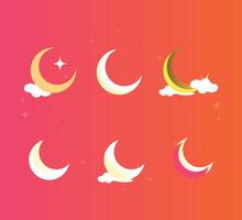 Set of moon illustration for eid vector