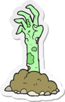 sticker of a cartoon zombie hand rising from ground png