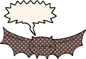 tecknad serie vampyr fladdermus med Tal bubbla i komisk bok stil png