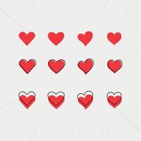 Set of red heart icons, Love symbol icon set, Love symbol vector