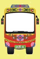 colorful trucks with a colorful flower pattern on the front vector