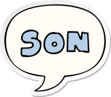 cartoon word son with speech bubble sticker png