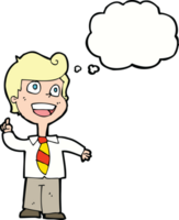 cartoon school boy raising hand with thought bubble png