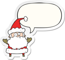 tekenfilm verward de kerstman claus schouderophalend schouders met toespraak bubbel sticker png