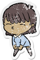 distressed sticker of a cartoon woman png