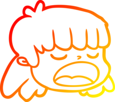 warm helling lijn tekening van een tekenfilm vrouw gezicht png