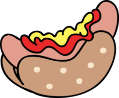 hot-dog de dessin animé avec du ketchup et de la moutarde png