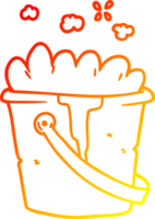 warm helling lijn tekening van een tekenfilm emmer van zeepachtig water png