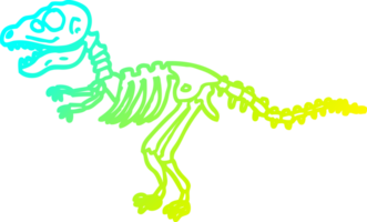 cold gradient line drawing of a cartoon dinosaur bones png