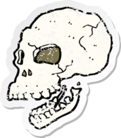 retro distressed sticker of a cartoon spooky skull png