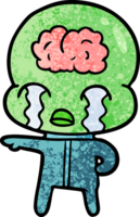 cartoon big brain alien weint png