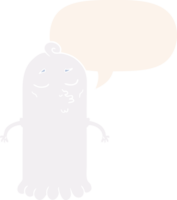 desenho animado fantasma com discurso bolha dentro retro estilo png