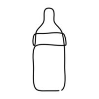 Continuous line drawing of Baby milk bottle icon isolate on white background. vector