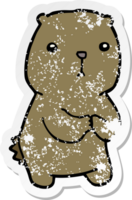 autocollant en détresse d'un ours inquiet de dessin animé png