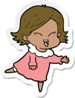 sticker of a happy cartoon girl png