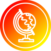 globe map circular icon with warm gradient finish png