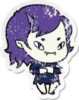 distressed sticker of a cartoon friendly vampire girl png