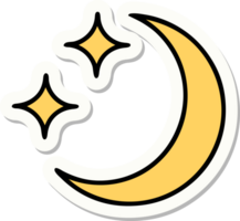 klistermärke av tatuering i traditionell stil av en måne och stjärnor png