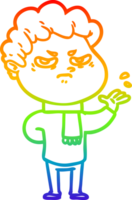 Regenbogen Gradient Linie Zeichnung von ein Karikatur wütend Mann png