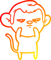 warm gradient line drawing of a cartoon monkey png