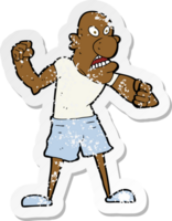 retro distressed sticker of a cartoon violent man png