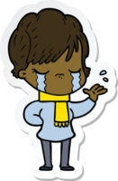 sticker of a cartoon woman crying png