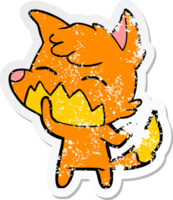 distressed sticker of a cartoon fox png