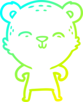 cold gradient line drawing of a happy cartoon bear png